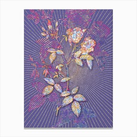 Geometric Velvet China Rose Mosaic Botanical Art on Veri Peri n.0150 Canvas Print