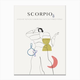 Scorpio Zodiac Sign One Line Canvas Print