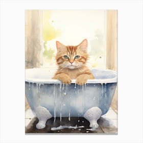 Australian Mist Cat In Bathtub Bathroom 4 Canvas Print
