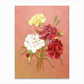 Vintage Carnation Botanical Art on Peach Pink n.0160 Canvas Print