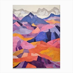 Monte Rosa Switzerland 1 Colourful Mountain Illustration Canvas Print