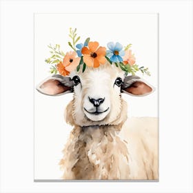 Baby Blacknose Sheep Flower Crown Bowties Animal Nursery Wall Art Print (6) Canvas Print