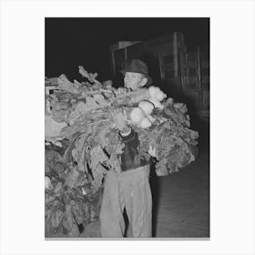 Truck Farmer With An Armload Of Turnips At Early Morning Market, San Angelo, Texas By Russell Lee Canvas Print