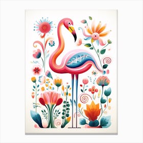 Scandinavian Bird Illustration Flamingo 2 Canvas Print