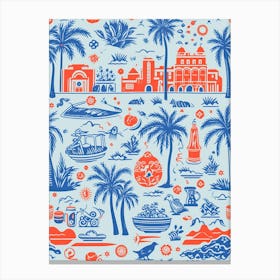 San Diego, California, Inspired Travel Pattern 2 Canvas Print