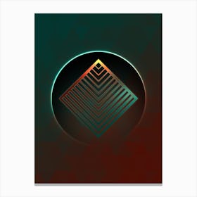 Geometric Neon Glyph on Jewel Tone Triangle Pattern 128 Canvas Print