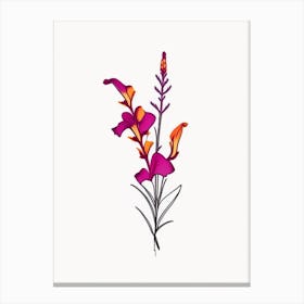 Snapdragon Floral Minimal Line Drawing 5 Flower Canvas Print