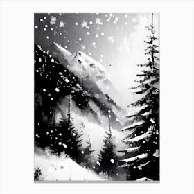 Snowflakes In The Mountains,Snowflakes Black & White 4 Canvas Print