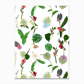 Botanical Tropic Flowers Canvas Print