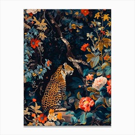 Jaguar In The Garden Inspired by William Morris Canvas Print