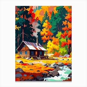 Autumn Cabin Painting Canvas Print