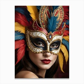 A Woman In A Carnival Mask (6) Canvas Print