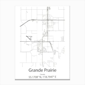 Grande Prairie,Canada Minimalist Map Canvas Print