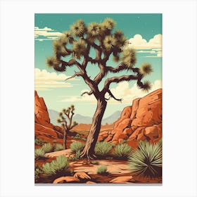  Retro Illustration Of A Joshua Tree In Grand Canyon 2 Canvas Print