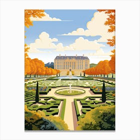Gardens Of The Palace Of Versailles, France In Autumn Fall Illustration 2 Canvas Print