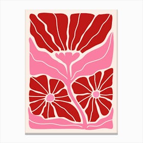 Pink And Red Wavy Flower Canvas Print