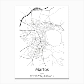 Martos,Spain Minimalist Map Canvas Print