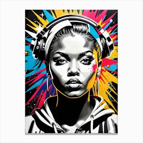 Graffiti Mural Of Beautiful Hip Hop Girl 34 Canvas Print