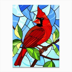 Stained Glass Cardinal Canvas Print