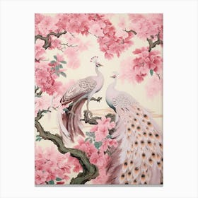 Vintage Japanese Inspired Bird Print Peacock 2 Canvas Print