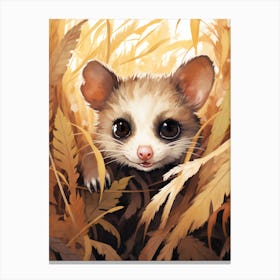 Adorable Chubby Possum Running In Field 1 Canvas Print