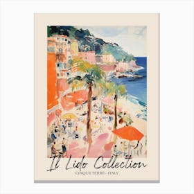 Cinque Terre   Italy Il Lido Collection Beach Club Poster 3 Canvas Print