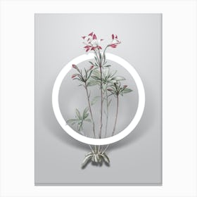 Vintage Lily of the Incas Minimalist Botanical Geometric Circle on Soft Gray Canvas Print
