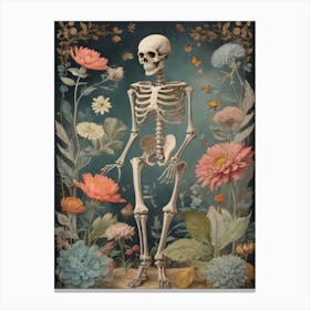 Botanical Skeleton Vintage Painting (23) Canvas Print