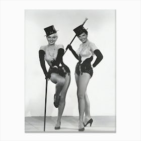 Marilyn Monroe And Jane Russell Posing In Showgirl Costumes And Top Hats For The 1953 Classic Gentlemen Prefer Blondes Canvas Print