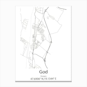 God,Hungary Minimalist Map 1 Canvas Print