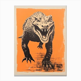 Crocodile, Woodblock Animal Drawing 4 Canvas Print