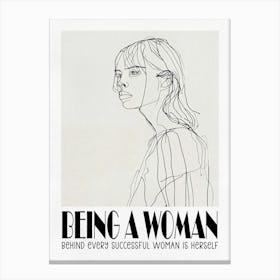 Woman Line Drawing Canvas Print