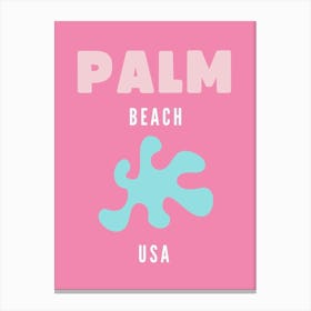 Palm Beach Florida wall art | Trendy pink travel print | Canvas Print