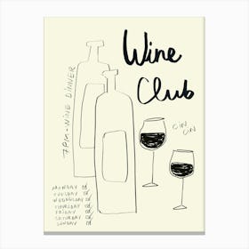 Wine Club Kitchen Wall Art Print Canvas Print
