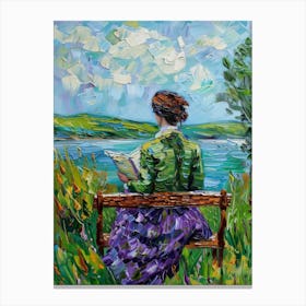 Reading By The Lake 2 Canvas Print