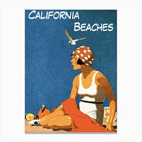 Pin Up Girl On California Beach Canvas Print