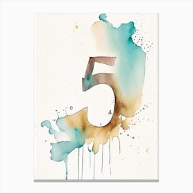 5, Number, Education Minimalist Watercolour 1 Canvas Print