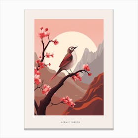Minimalist Hermit Thrush 3 Bird Poster Canvas Print