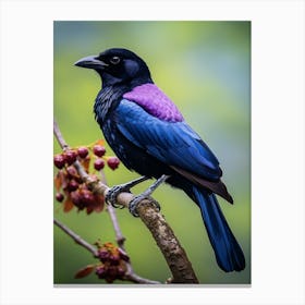 Winged Majesty: Purple-Throated Fruitcrow Wall Art Canvas Print