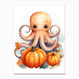 N Octopus Watercolour In Autumn Colours 0 Canvas Print