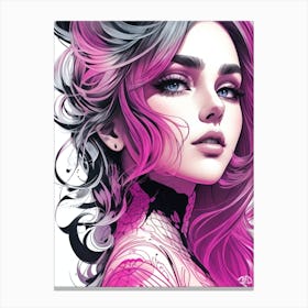 Pink Haired Girl Canvas Print