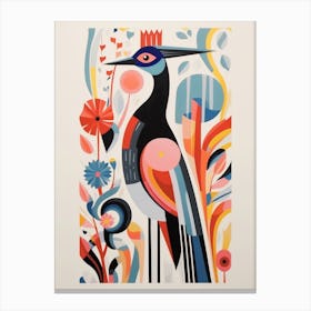 Colourful Scandi Bird Grebe 3 Canvas Print