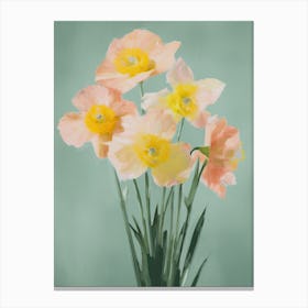 Bunch Of Daffodils Flowers Acrylic Painting In Pastel Colours 12 Canvas Print