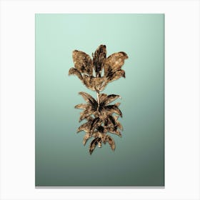 Gold Botanical Blood Red Lily Flower on Mint Green n.3368 Canvas Print