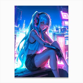 Anime Girl With Headphones 7 Canvas Print