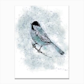 Black Capped Chickadee Bird Painting Canvas Print
