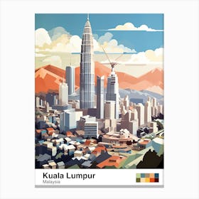 Kuala Lumpur, Malaysia, Geometric Illustration 3 Poster Canvas Print