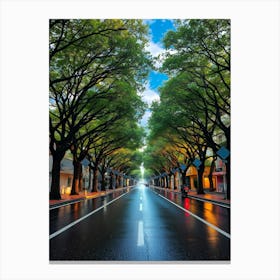 City Street At Night Canvas Print