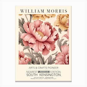 William Morris Print Exhibition Poster Pink Flowers Canvas Print