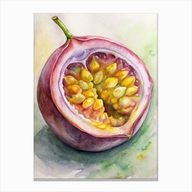 7 A Cut Open Passionfruit Showing Its Seeds (1) Canvas Print